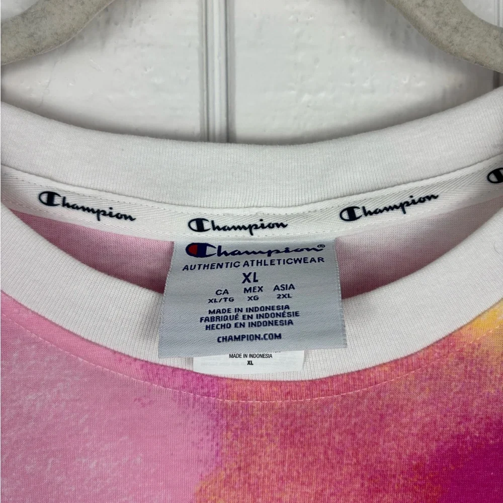 Champion Women's XL Colorful Tie-Dye Front Bow Tie Short Sleeve - Picture 6 of 12